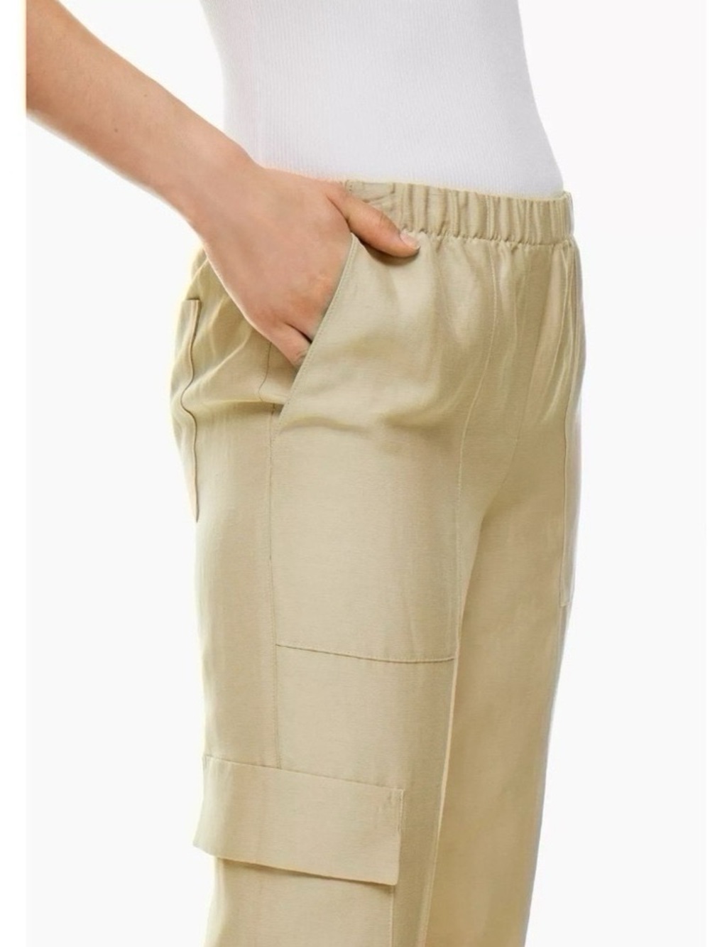NEW Aritzia Babaton Titan Linen Cargo Pants Humus Beige - Picture 9 of 11